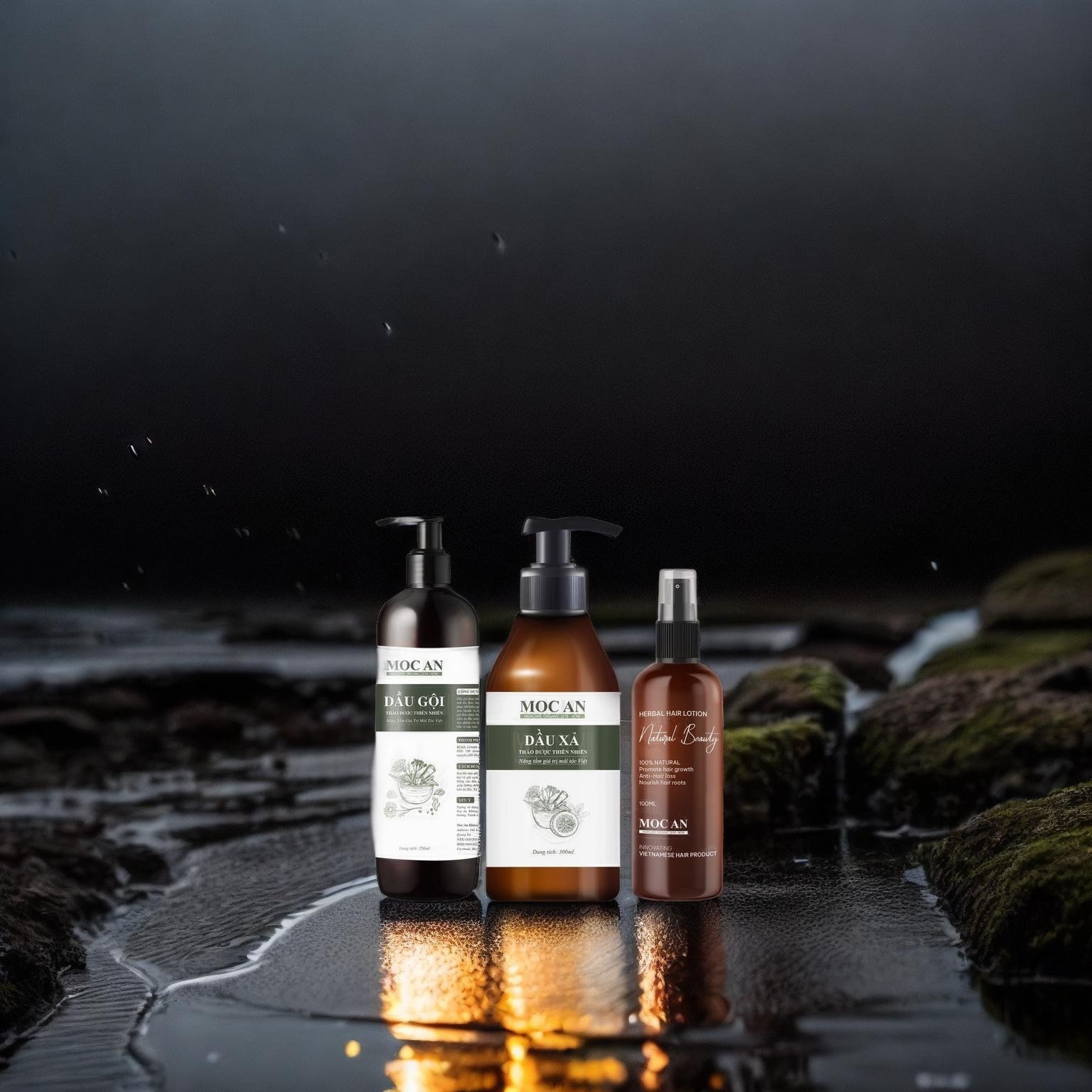 Combo Dầu Gội Thảo Dược Dầu Xả Dừa Bưởi Non Tinh Dầu Bưởi Xịt Tóc Natural Beauty Mộc Ân Haircare