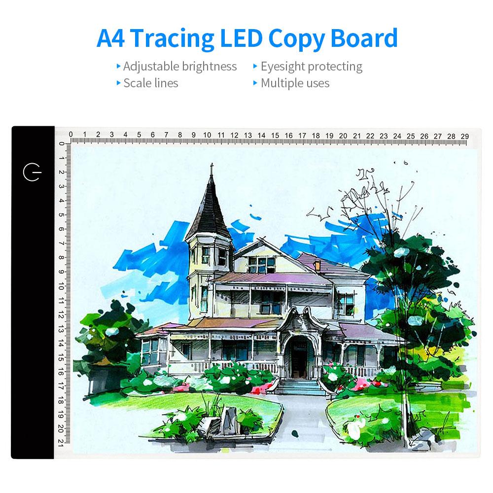 Bảng sao chép LED A4 di động điều khiển ánh sáng USB với sáu vạch thang đo độ sáng có thể điều chỉnh