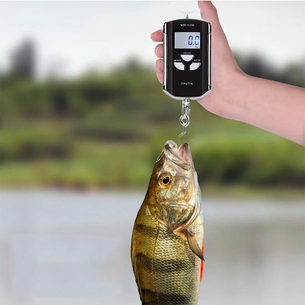 Digital Hanging Scale 200kg/ 440lb Portable Crane Scale LCD Backlight Steel Hook Scales for Farm Fishing Hunting Food Market Outdoor Work