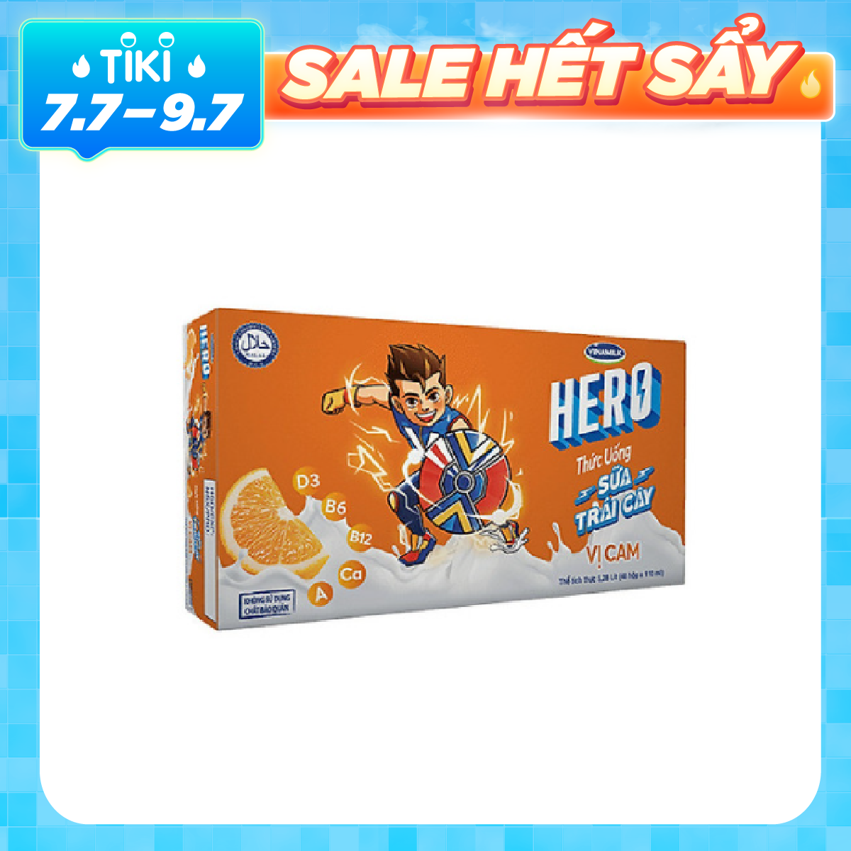 Thức uống sữa trái cây vị cam Vinamilk Hero - Thùng 48 hộp 110ml