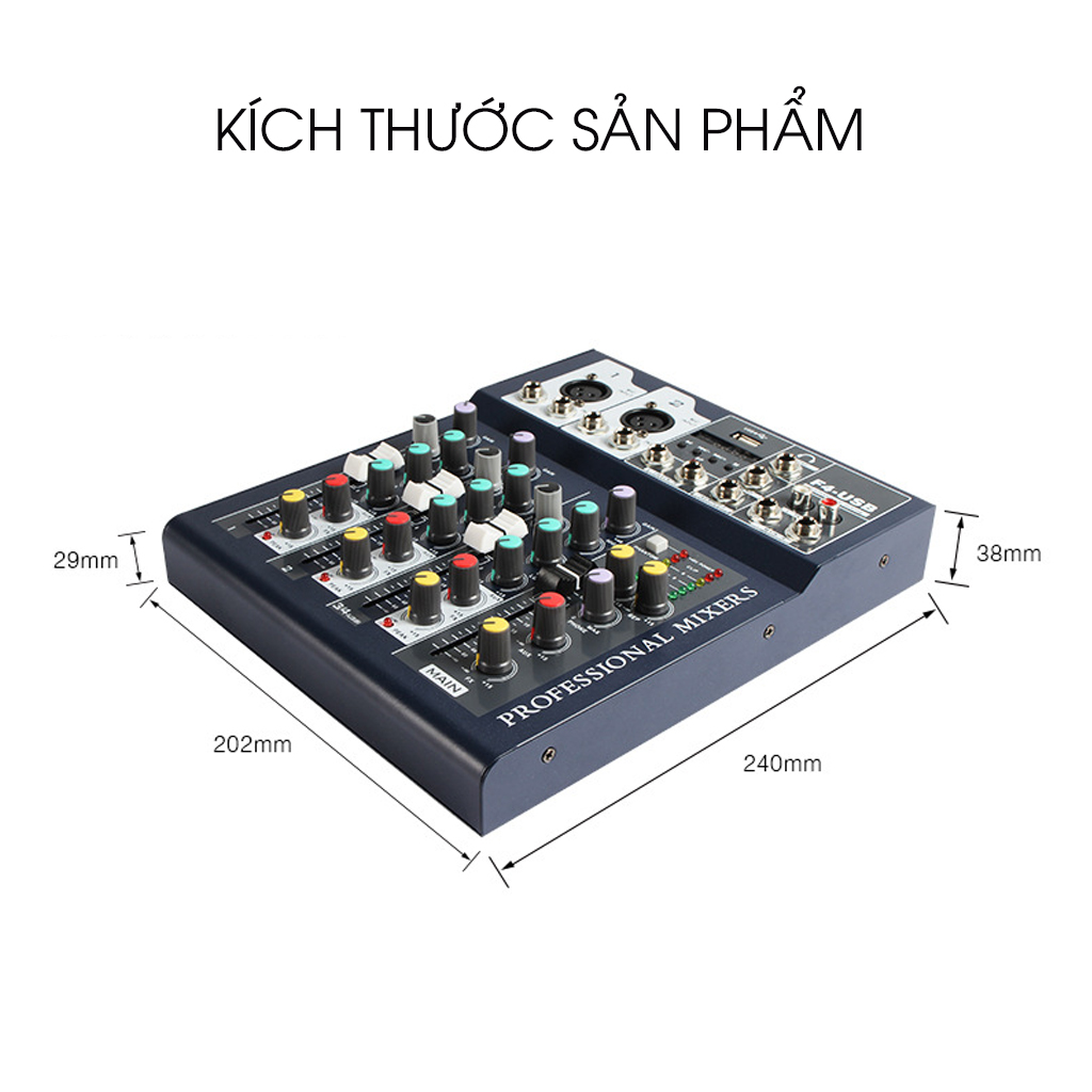 Bộ Mixer Âm Thanh F4 - USB Bluetooth Cao Cấp - Mixer Hát Live - Thu Âm - Karaoke 4178