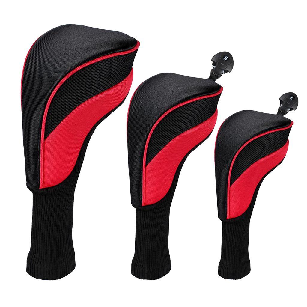 3pcs Golf Club Headcover 460cc Hybrid Driver Wood Head Cover No. 1 3 5