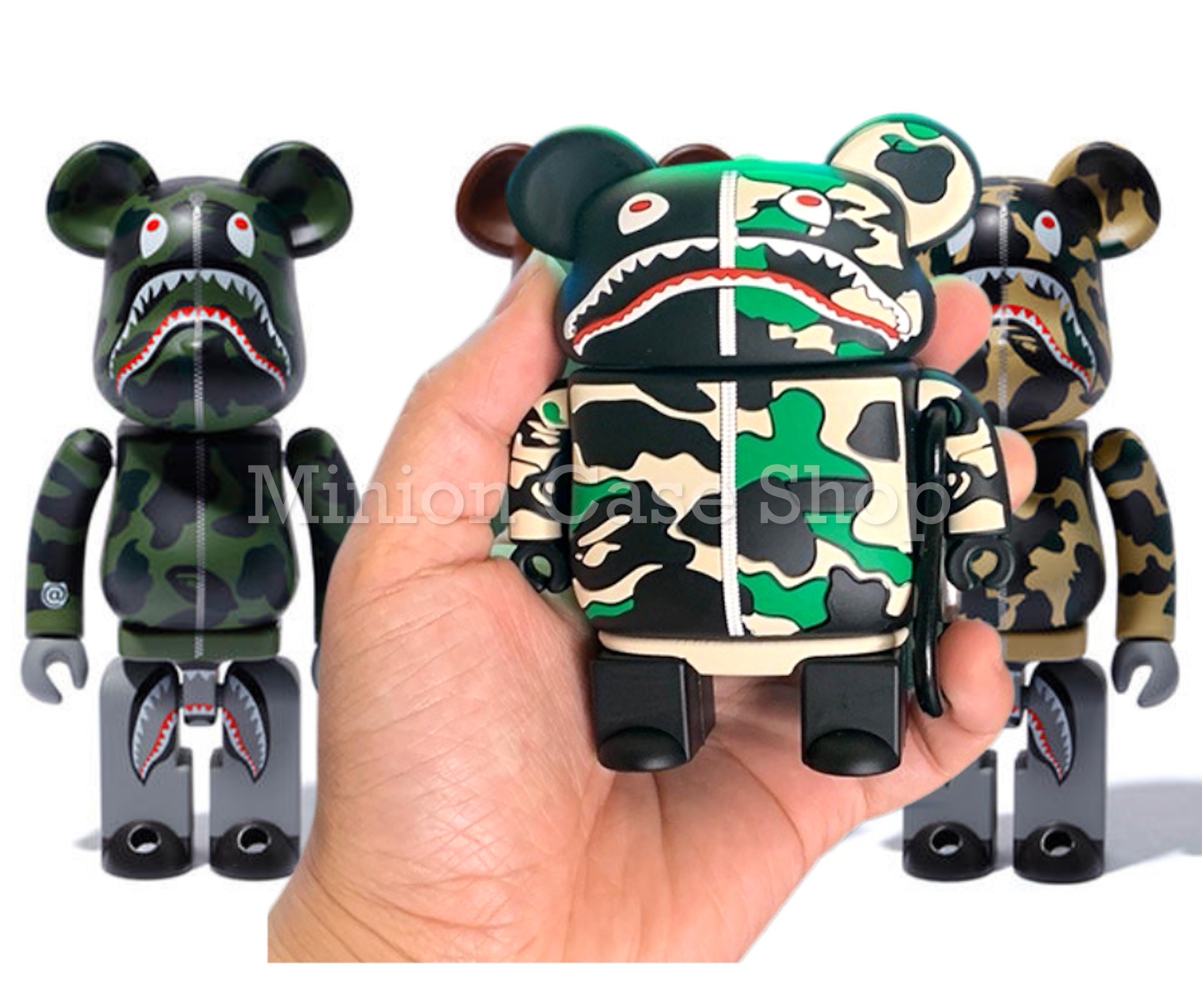 Bao Case Ốp dành cho Airpod 1/2 gấu bearbrick quân đội silicon 3d cao cấp