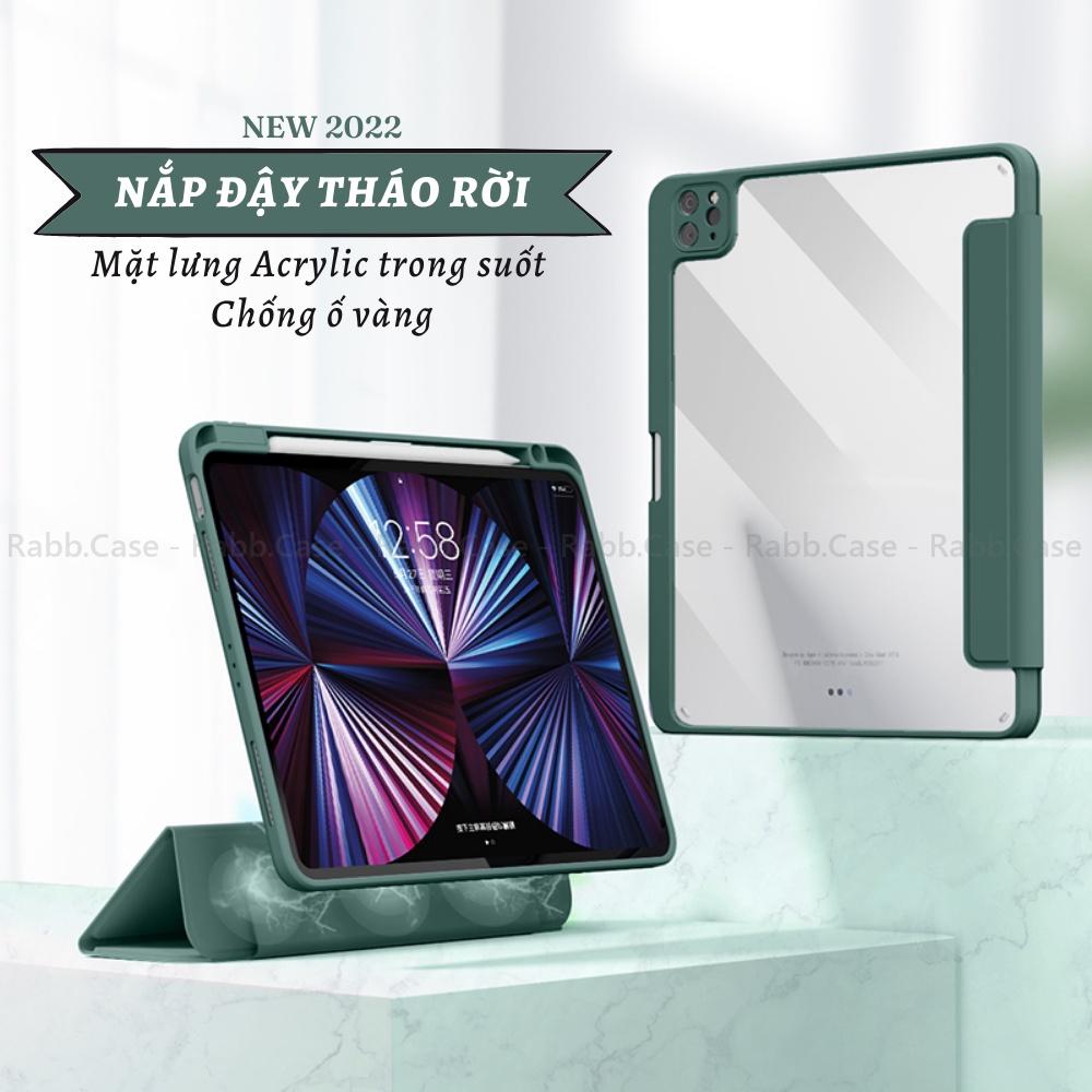 Bao da ốp lưng Tablet có nắp nam châm tháo rời, mặt lưng trong suốt cho Air 4,5, Pro 11 inch, 12.9 inch, Mini 6