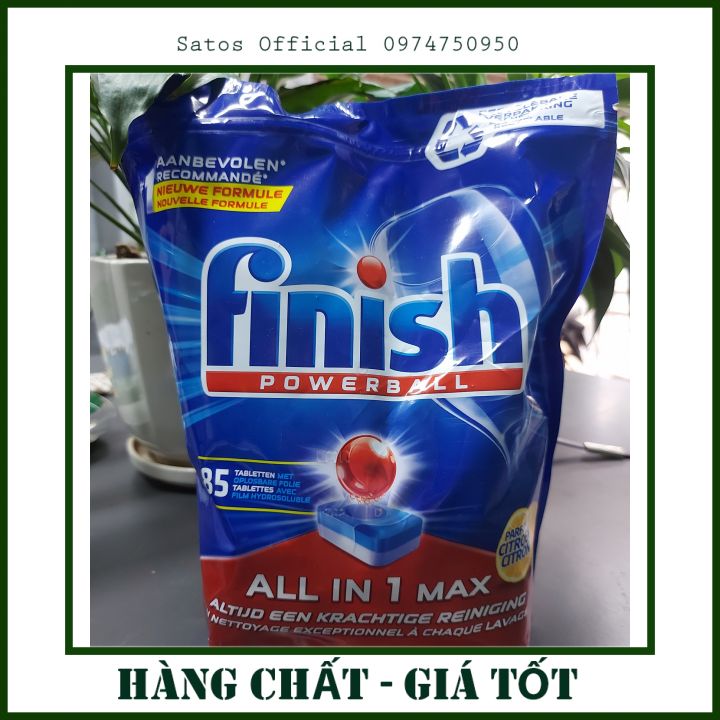 Viên rửa bát Finish all in 1 max 85 viên, 10 tác dụng, hương chanh. Hàng chuẩn, date mới