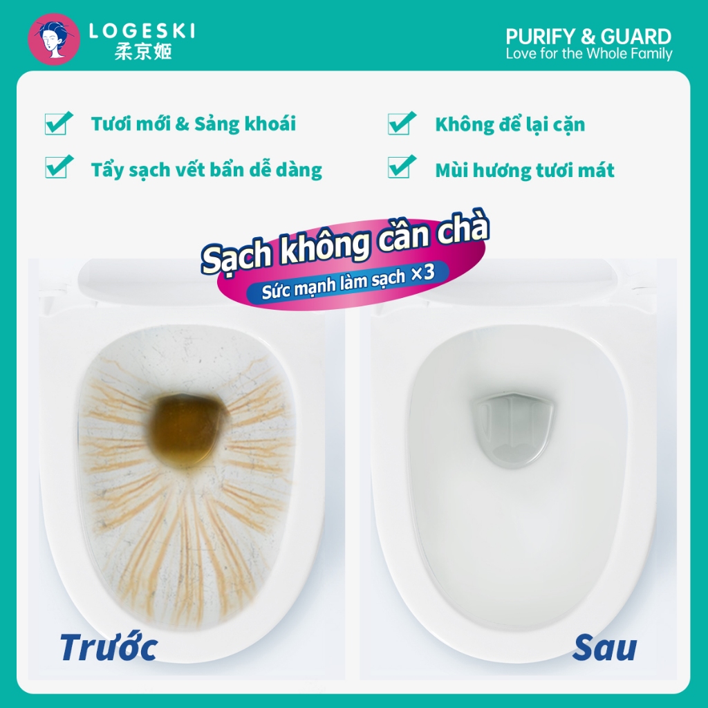 Chai xịt tẩy vệ sinh toilet, bồn cầu Logeski 500ml/chai, Sạch không cần chà, khử trùng và khử mùi