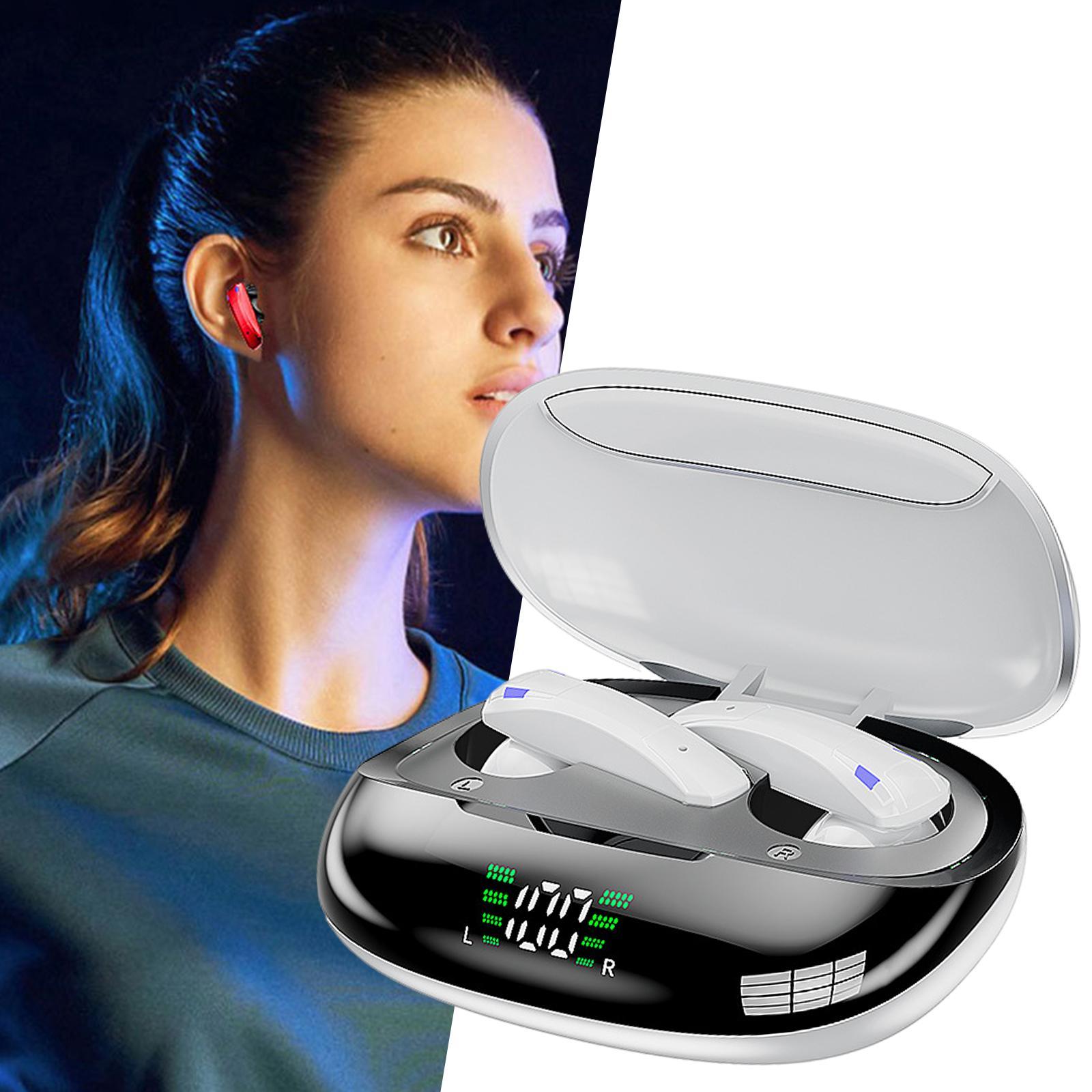 Wireless LED Display Headphones for Gaming Running Low Latency White