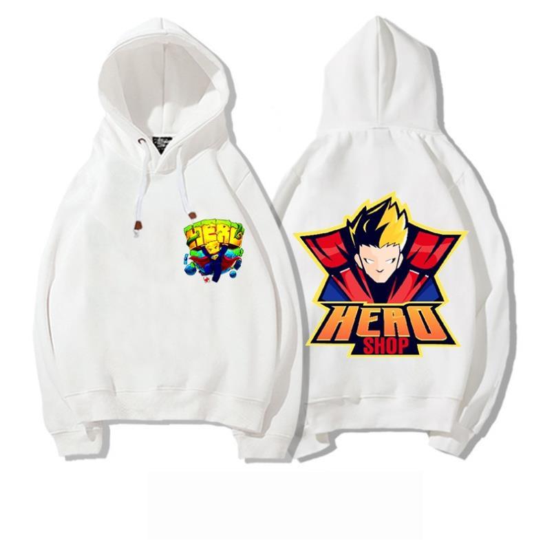 XẢ KHO Áo khoác hoodie in hình hero team màu trắng cực chất bé trai bé gái đều mê