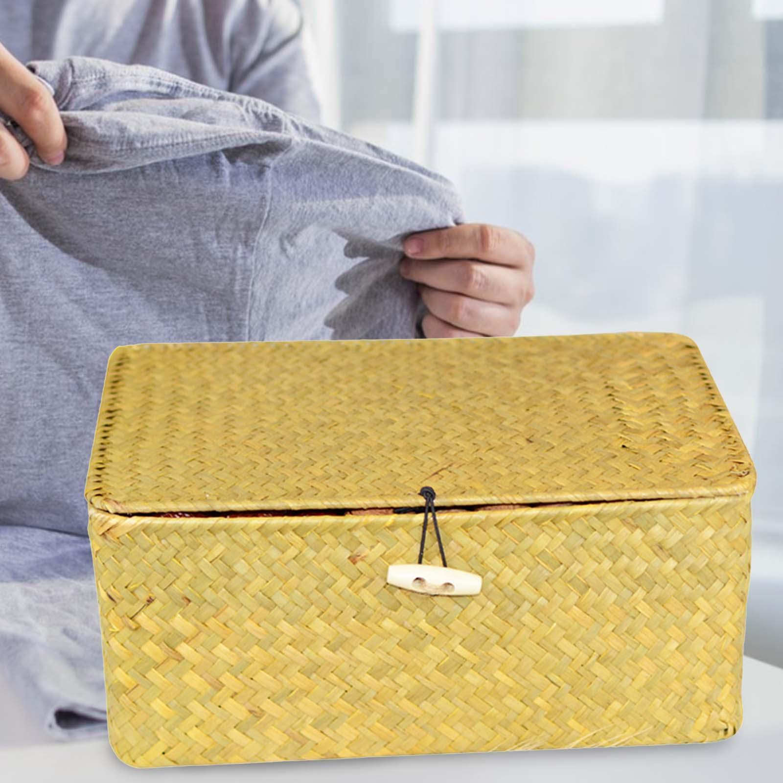 Rectangular Natural Seagrass Storage Basket Seagrass Organizer for Clothes