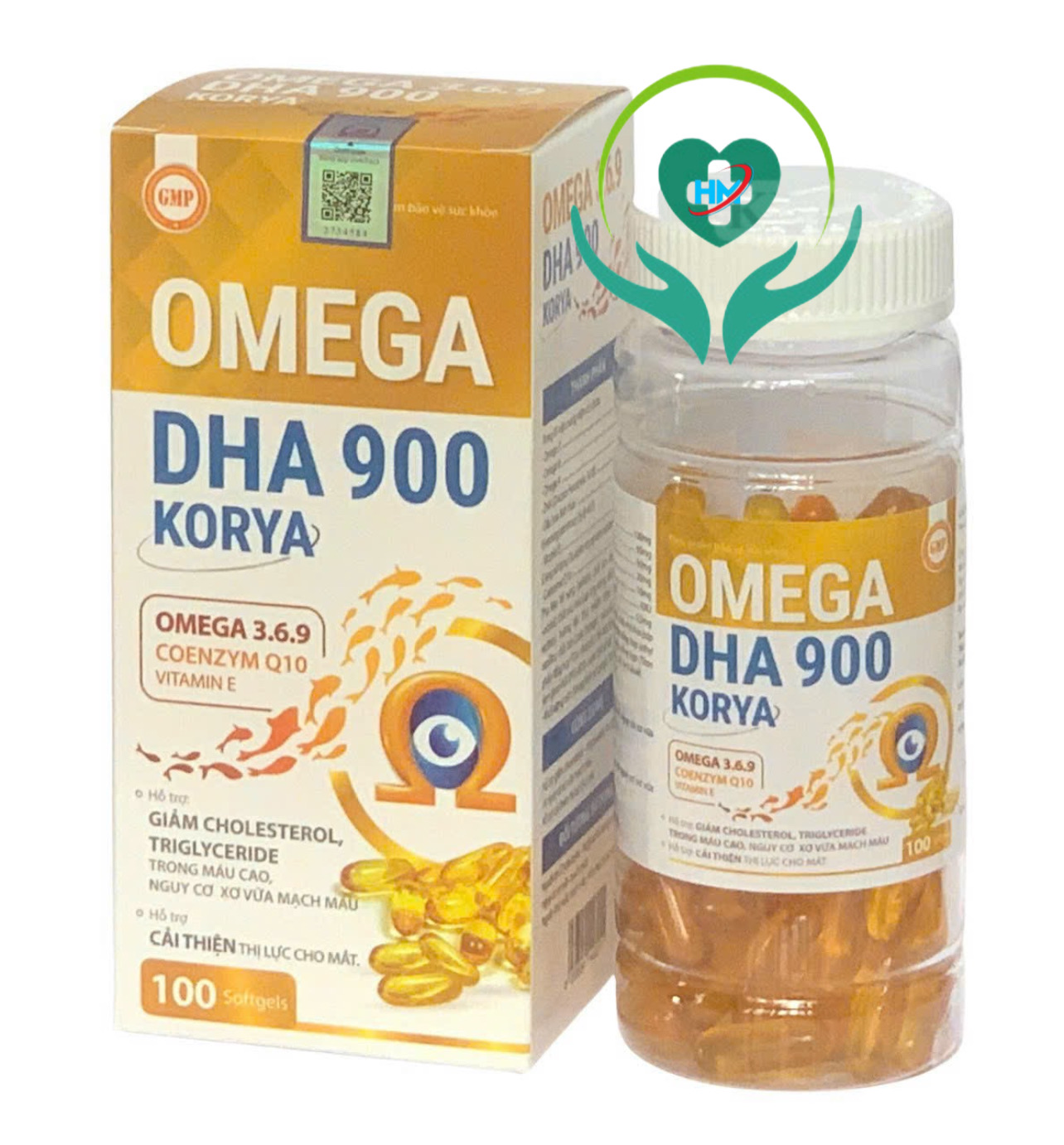 ￼Viên dầu cá Omega 369 DHA Korya, hộp 100 viên, bổ sung dưỡng chất cho mắt, giảm nguy cơ về tim mạch, Vinaphar