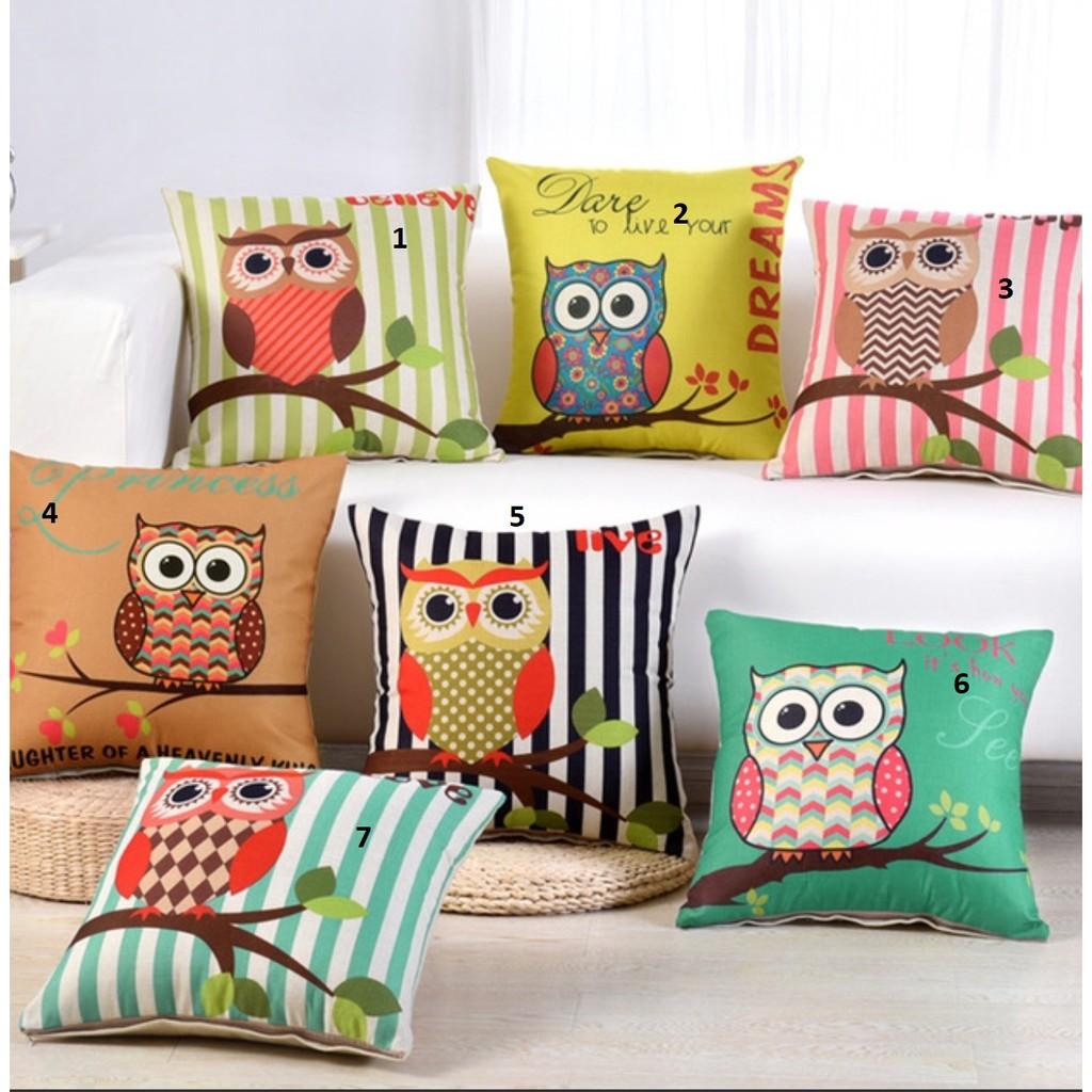 Gối Tựa lưng, gối Sofa,Gối Trang Trí Hình Cú Mèo Xinh Vải Bố Cao Cấp