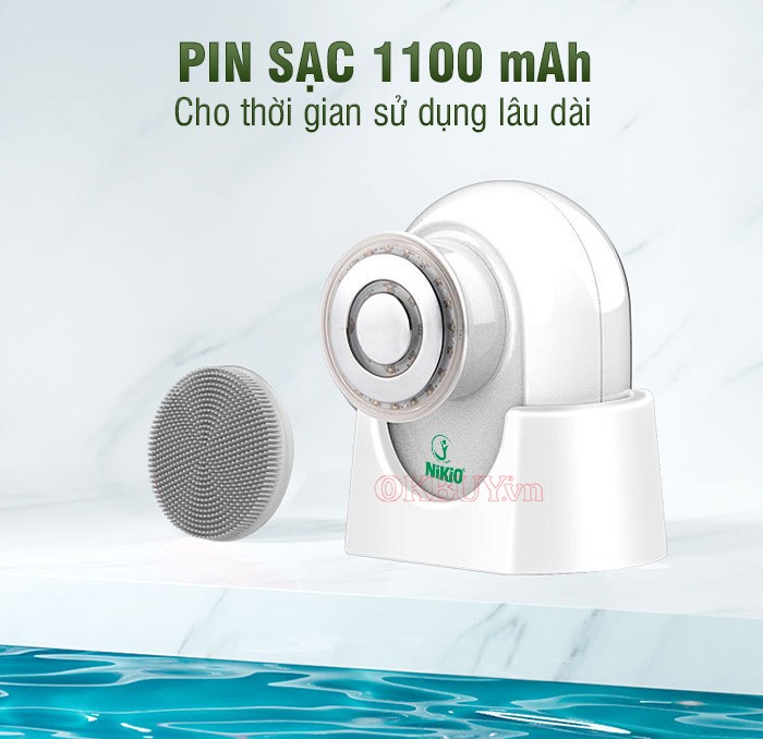 Máy massage nâng cơ điện di kết hợp rửa mặt pin sạc 1100 mAh Nikio NK-121