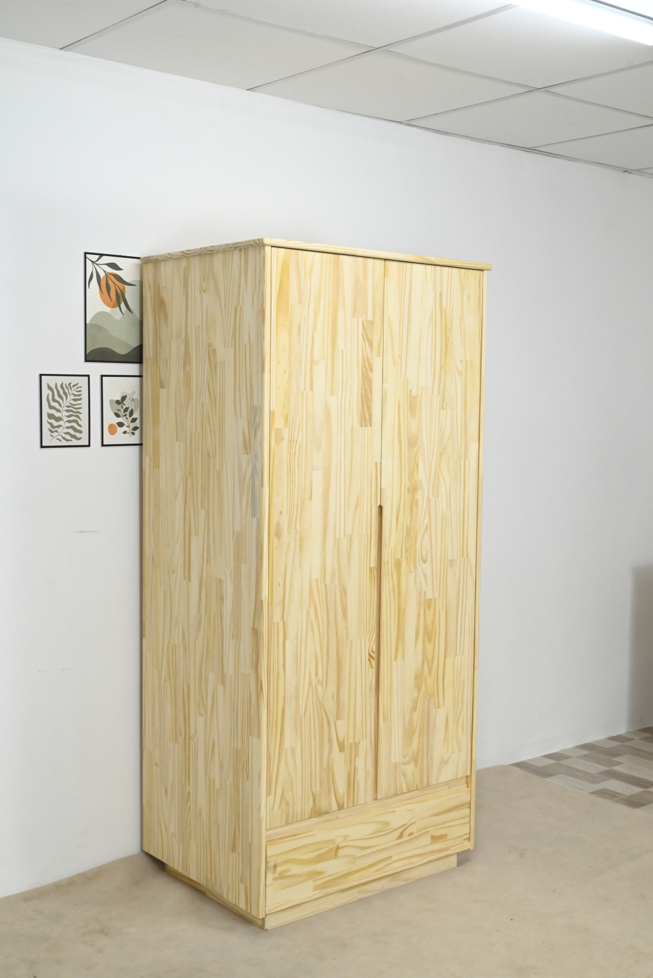 HAPPY FURNITURE , gỗ tự nhiên , Tủ quần áo 2 cửa mở 1 ngăn kéo - GALI , TCM_190 , 80cm x 59cm x 176cm