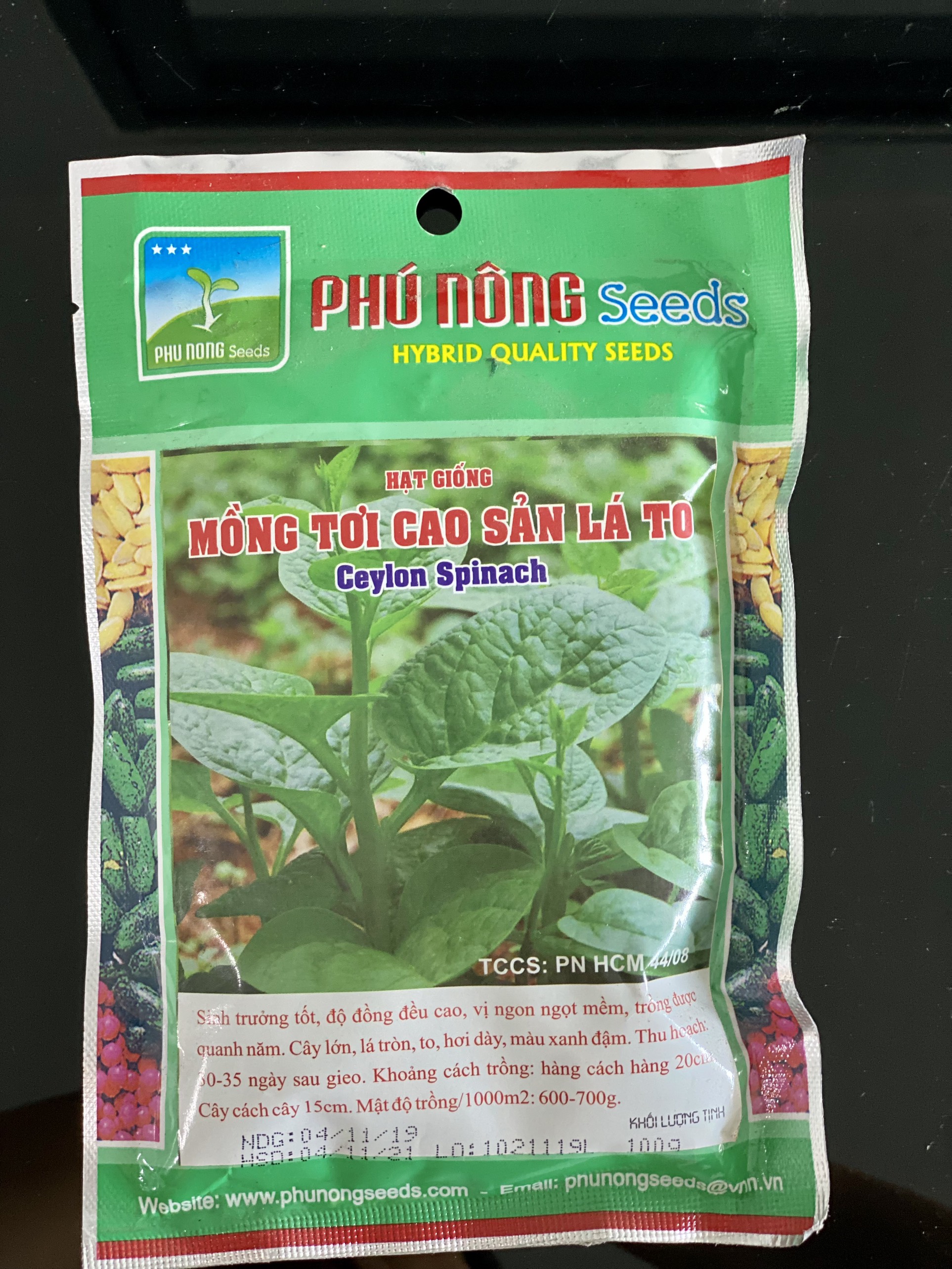 Hạt giống Mồng Tơi Phú Nông gói 100gr