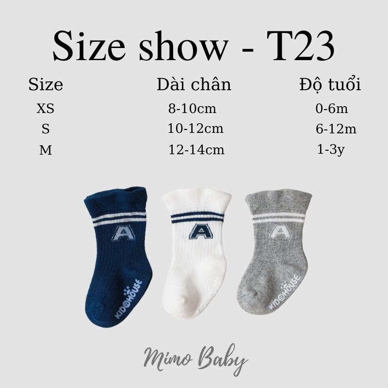 Set 3 đôi tất chống trượt chữ A phong cách thể thao Mimo Baby T23