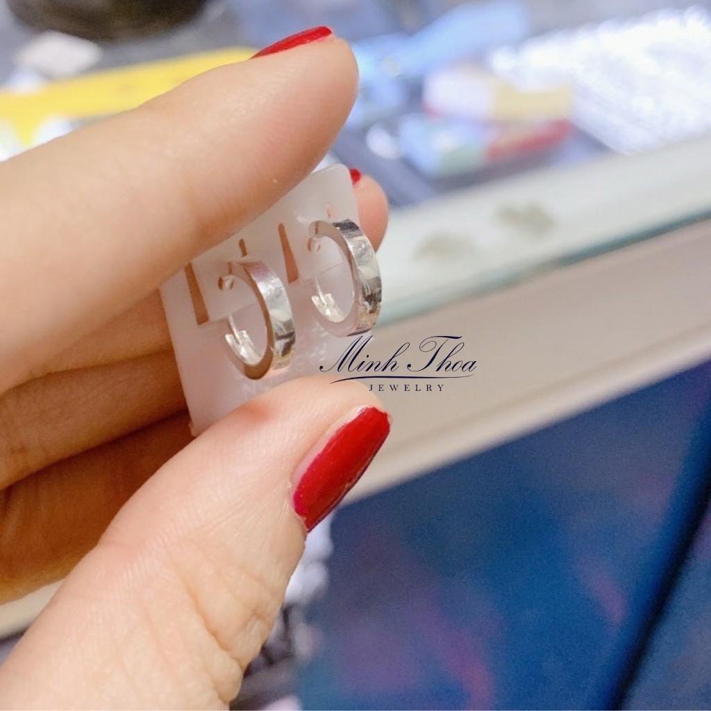 Khuyên tai bạc nam nữ tròn trơn cá tính, bông tai bạc dáng tròn cao cấp Minh Thoa JEWELRY