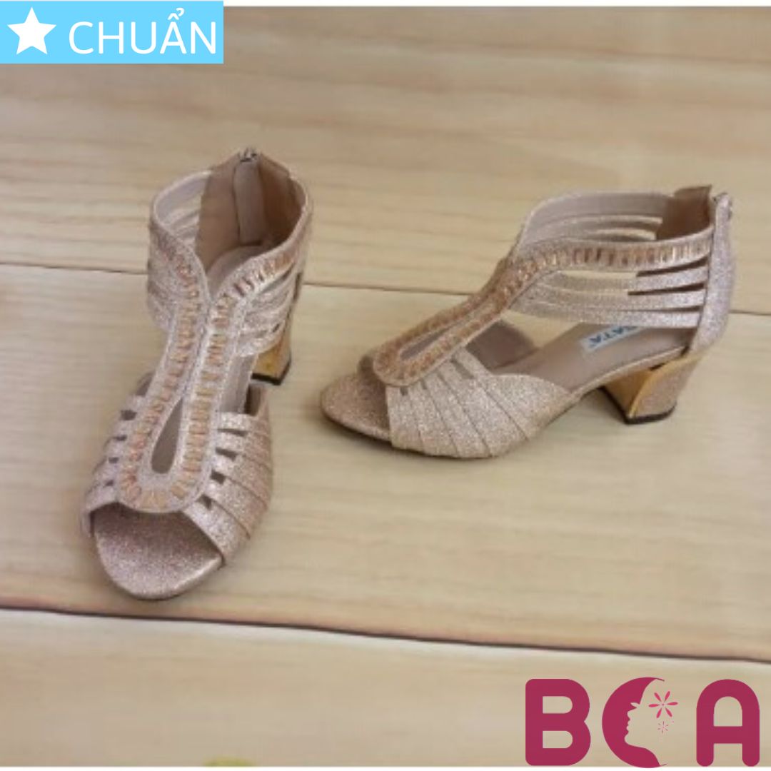 Giày cao gót nữ màu vàng 5p RO172 ROSATA tại BCASHOP kiểu dáng sandal theo phong cách nữ hoàng Ai Cập, cực kì sang trọng