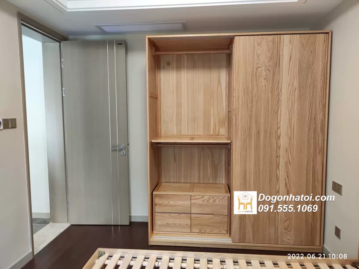 Tủ quần áo của lùa 2 cánh gỗ sồi tự nhiên 2m x 1m8 - TA215