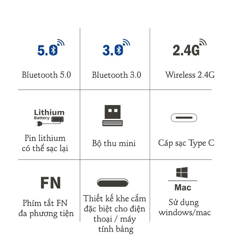 Bàn phím văn phòng không dây Newmen K10 2 chế độ kết nối Bluetooth/2.4Ghz-Hàng chính hãng