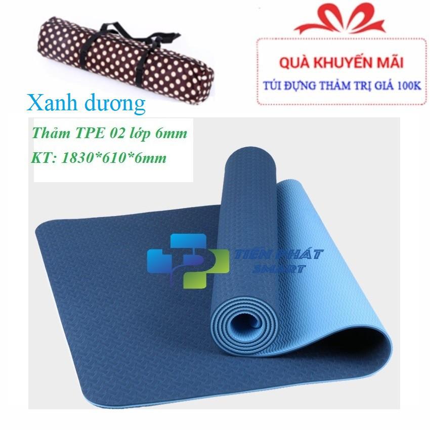 Thảm TPE 6mm 2 lớp (Tặng kèm túi xịn+dây buộc)