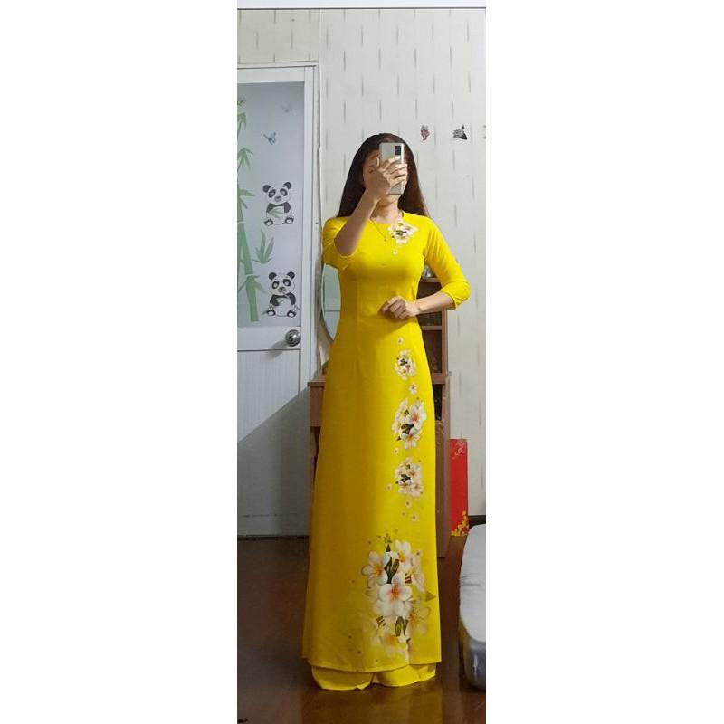 Áo dài may sẵn lụa in 3D (hình thật