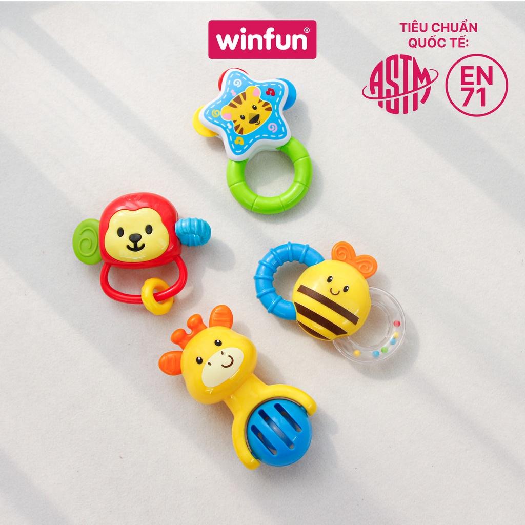 Set 4 đồ chơi xúc xắc cầm tay, gặm nướu cho bé chủ đề động vật hoang dã Winfun 0634-NL