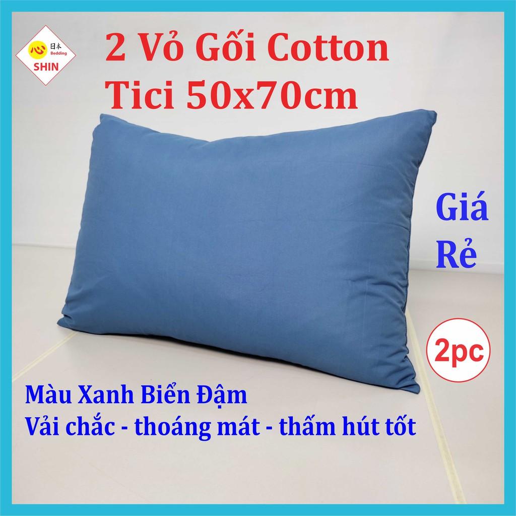 Cặp vỏ gối ngủ cotton tici 50x70cm giá siêu rẻ cho 2 áo gối nhiều màu đẹp