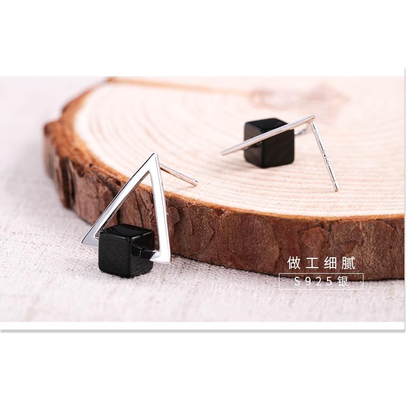 Bông tai titan tam giác vuông đen TT5570 - CAM KẾT KHÔNG GỈ, KHÔNG BAY MÀU - BẢO HÀNH 12 THÁNG