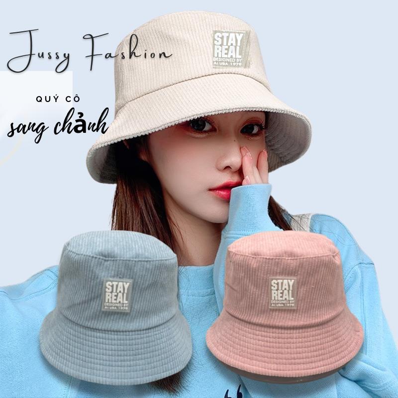 Nón Tai Bèo Nhung Gân Stay Real Jussy Fashion Phong Cách Mũ Bucket Chống Nắng Vành Cụp Unisex Hot Trend