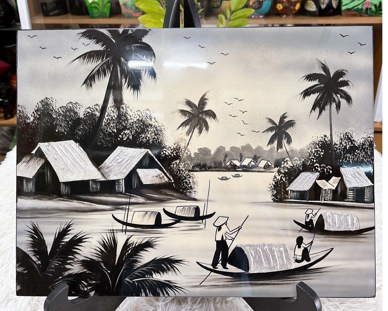 Tranh sơn mài - ĐỒNG QUÊ VIỆT NAM -Hàng xuất khẩu size 30x40 cm