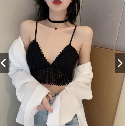 M76. Áo bra ren nữ, áo 2 dây kiểu nữ croptop có sẵn đệm ngực siêu hot trend