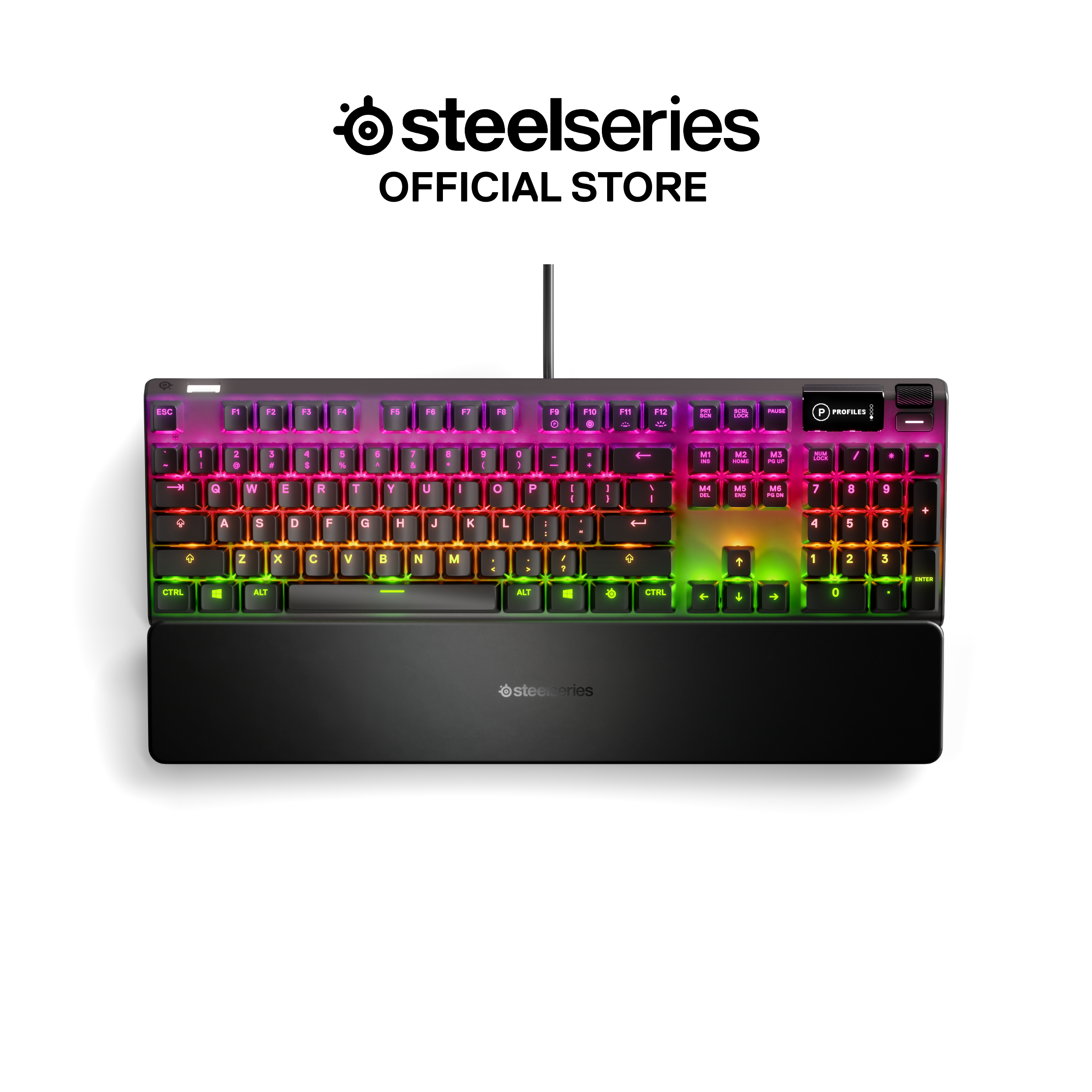 Bàn phím gaming có dây kê tay SteelSeries Apex 7 red switch, Led RGB, 50 triệu clicks, màn hình Oled, có app, Hàng chính hãng, Bảo hành 12 tháng