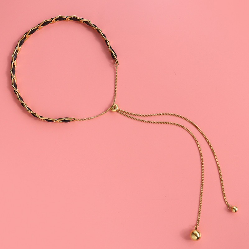 Dây Chuyền Choker Dây Rút Thép Titan Ko Rỉ TT 3606