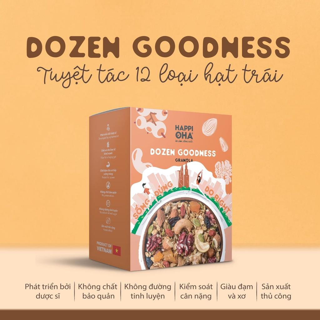 Granola DozenGoodness HAPPI OHA - Ngũ Cốc Ăn Sáng/ Ngũ Cốc Ăn Kiêng Không Đường Tinh Luyện Vị 12 Loại Hạt Trái