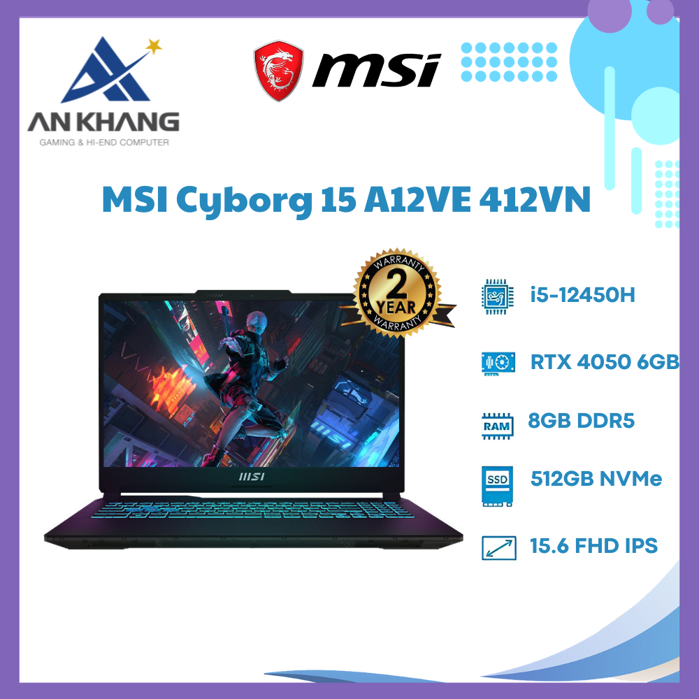 Laptop MSI Cyborg 15 A12VE 412VN - Hàng Chính Hãng - Bảo Hành 24 Tháng