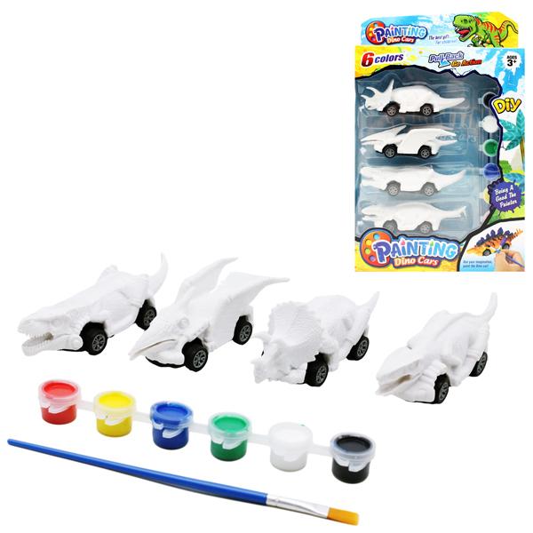 Bộ Tô Màu Khủng Long Sáng Tạo Với 4 Xe Trớn Đi Kèm - Dino Target DN82A