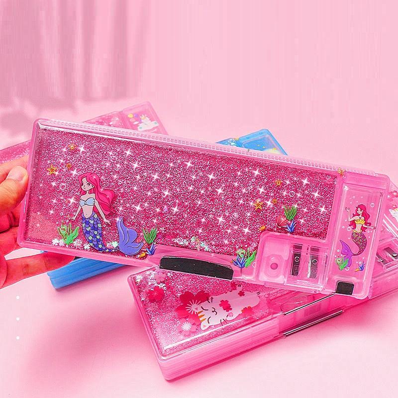 Hộp Bút Cute Đa Năng Nhiều Ngăn Mẫu Kim Tuyến BU02