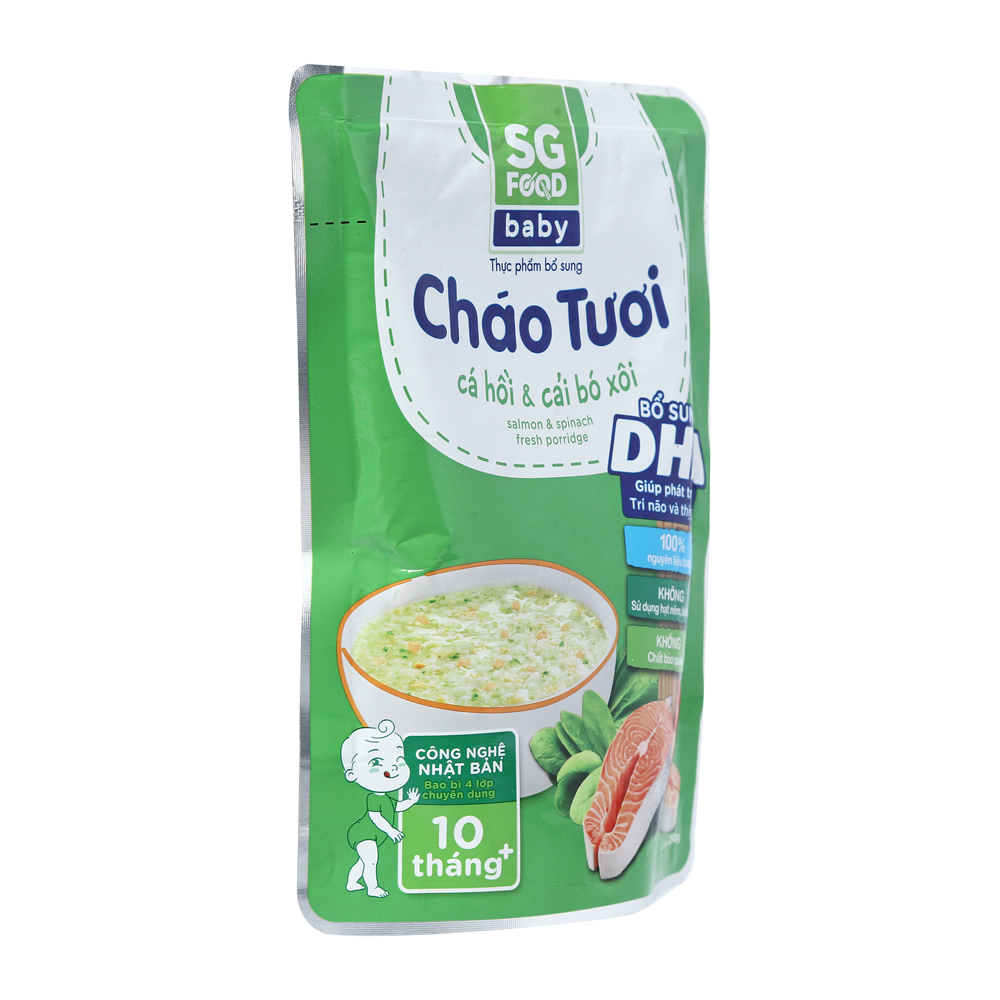 Cháo Tươi SG Food Cá Hồi Và Cải Bó Xôi 240g