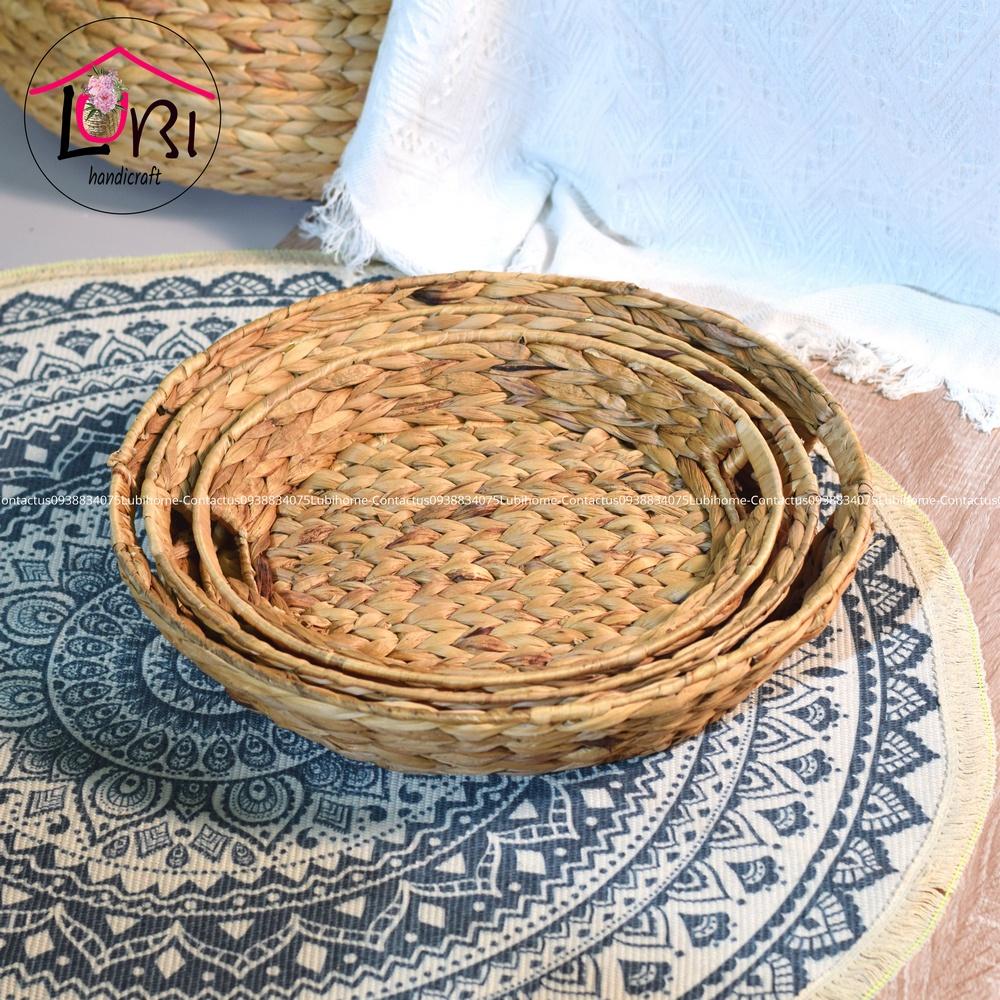 Lubihandicraft - Khay đựng đồ đan lục bình tròn - đẹp, sang trọng