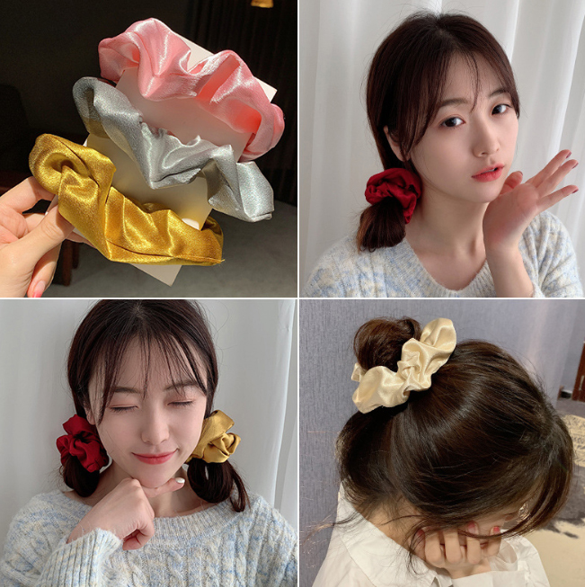 Sét 3 Dây buộc tóc Scrunchies Satin sang mịn HD48 (Giao mầu ngẫu nhiên)