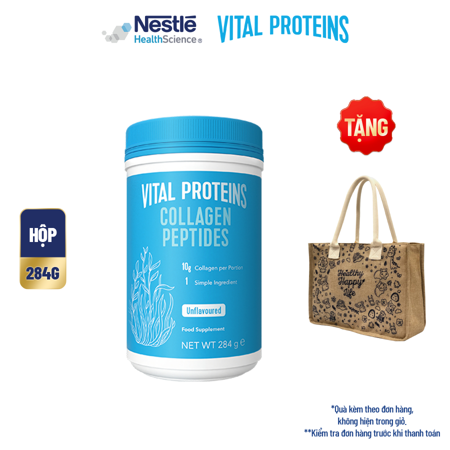 Hình ảnh [Tặng Túi cói Premium Healthy Happy Life] 1 Lon Bột Uống Collagen Cao Cấp Hoa Kỳ Vital Proteins 284G