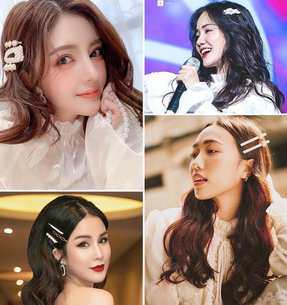 Set 5 kẹp tóc ngọc trai Hàn Quốc - phụ kiện tóc xinh xắn hot 2019