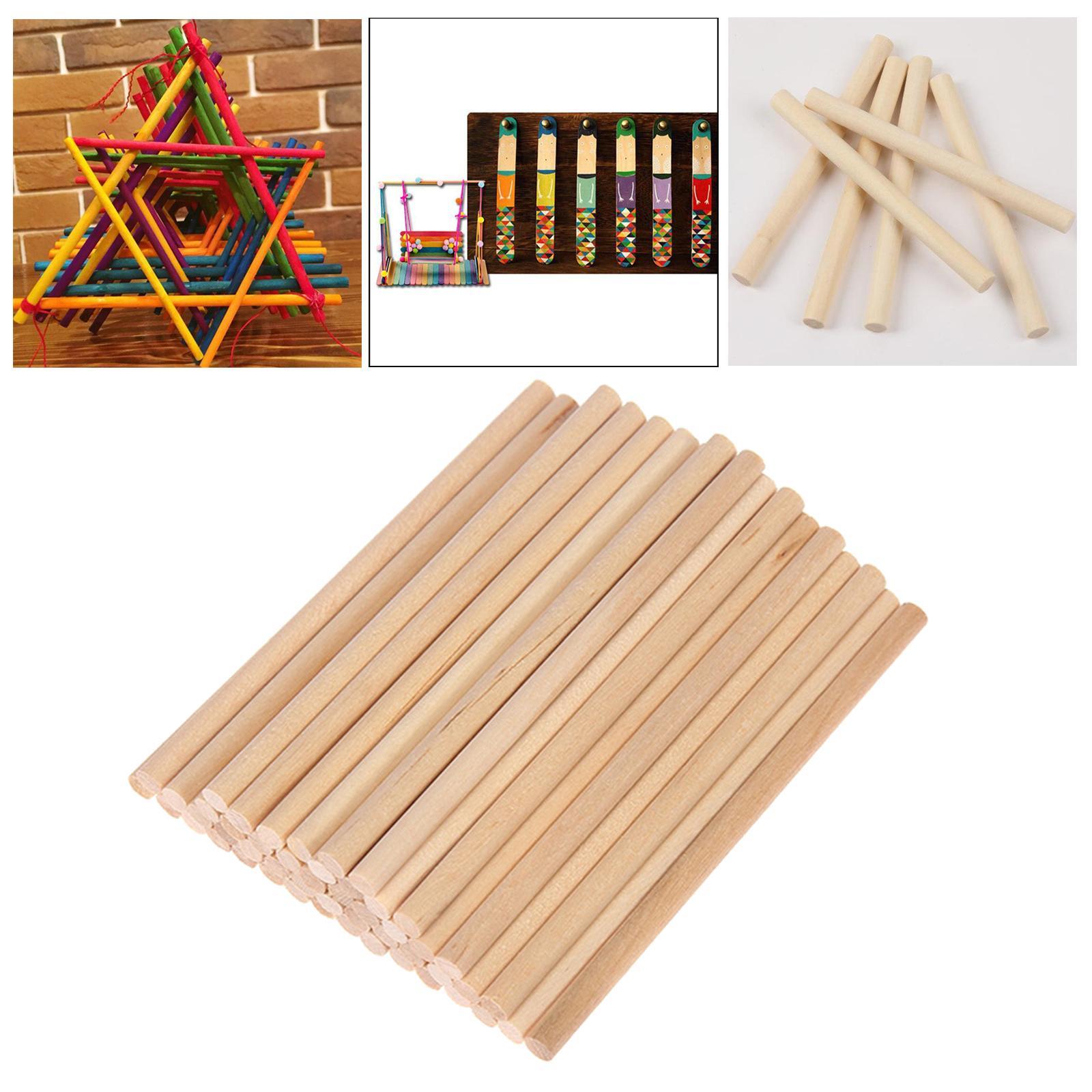 100Pc Unfinished Wood Sticks Wooden Dowel Rods for Model Art Crafts DIY