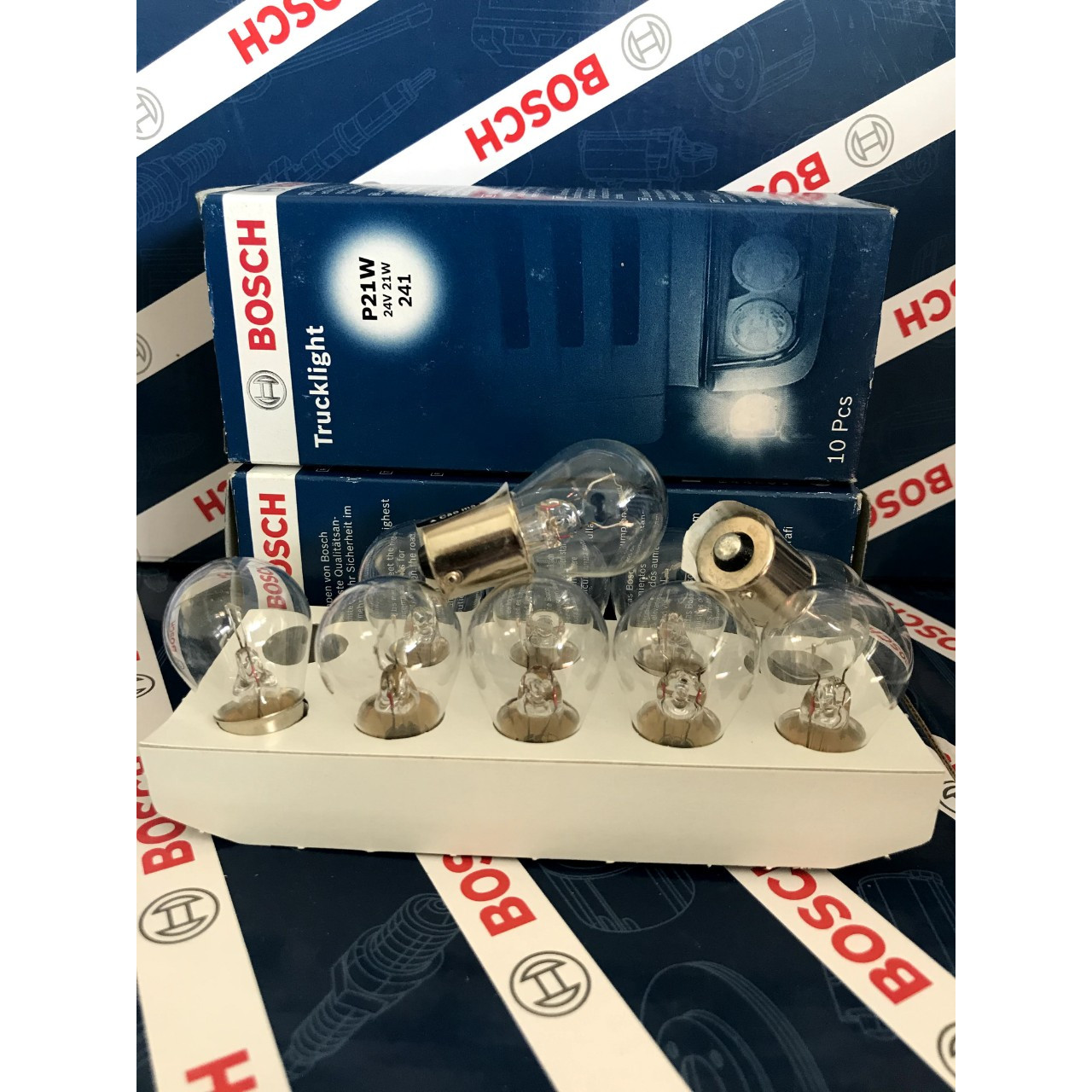 Hộp 10 Bóng Đèn Tín Hiệu Xe Tải Bosch P21W 24V 21W