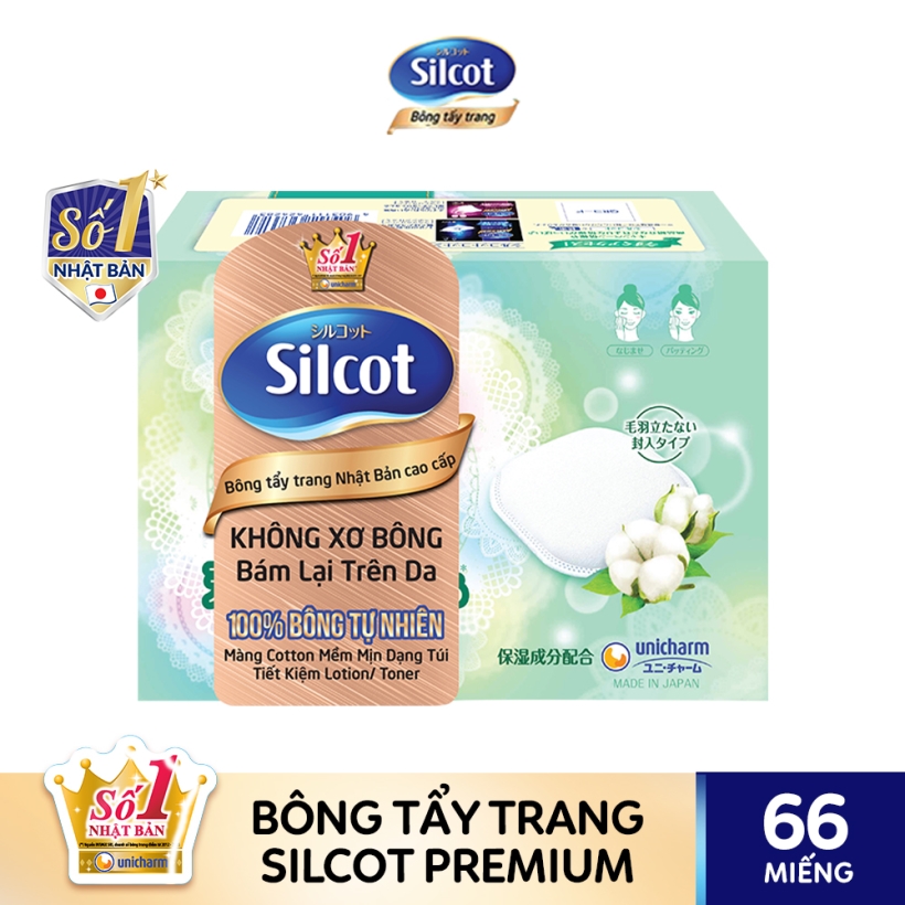 Silcot Bông Trang Điểm (bông tẩy trang) Nhật Bản Cao Cấp (Hộp 66 miếng)