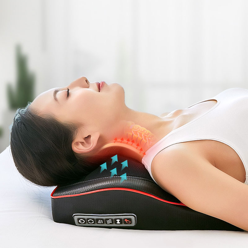 Gối Massage Hồng Ngoại Giúp Mát Xa Vai, Cổ, Gáy, Cột Sống Lưng Đa Năng Kết Hợp Với Chế Độ Rung Và Nhiệt, Chất Liệu Bọc Da Cao Cấp - Hàng Chính Hãng