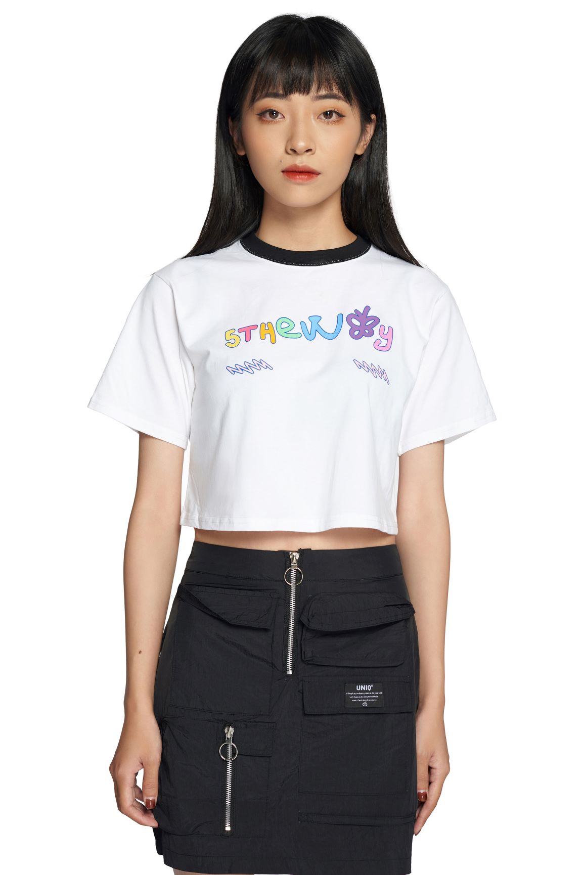 5THEWAY /teddy bear/ CROP TEE in WHITE aka Áo Croptop Trắng Tay Ngắn