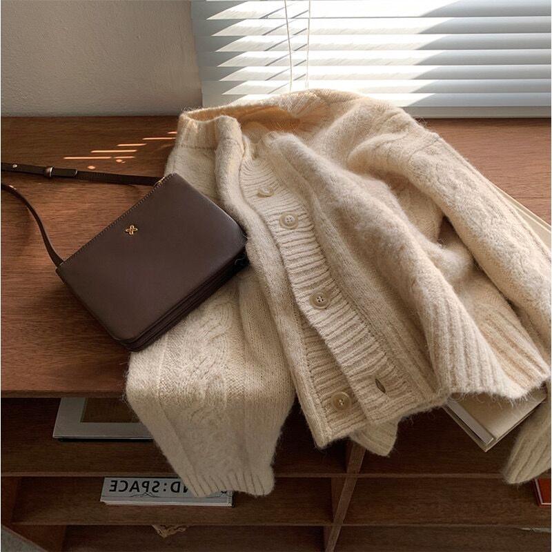 Áo khoác cardigan len áo khoác len dệt kim nữ phong cách Hàn Quốc hàng Quảng Châu loại 1