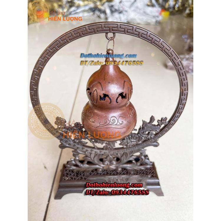 Lư Xông Trầm Treo Quả Hồ Lô Màu Nâu Bằng Đồng Nguyên Chất Kích Thước 18x6x25cm, Nặng 0,9kg Đẹp