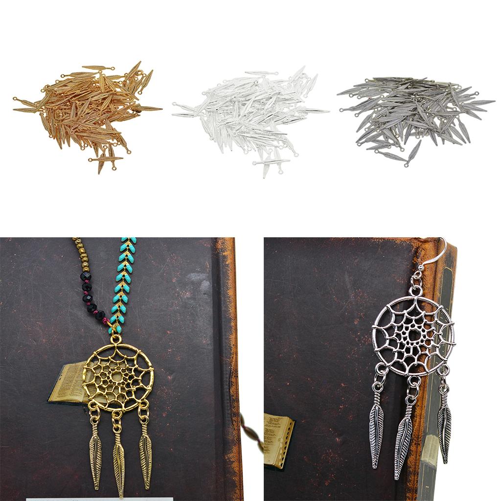 Wholesale Bulk Lots Jewelry Making Charms Feather Shape Metal Charms Pendants DIY for Necklace Bracelet Jewelry Making and Crafting